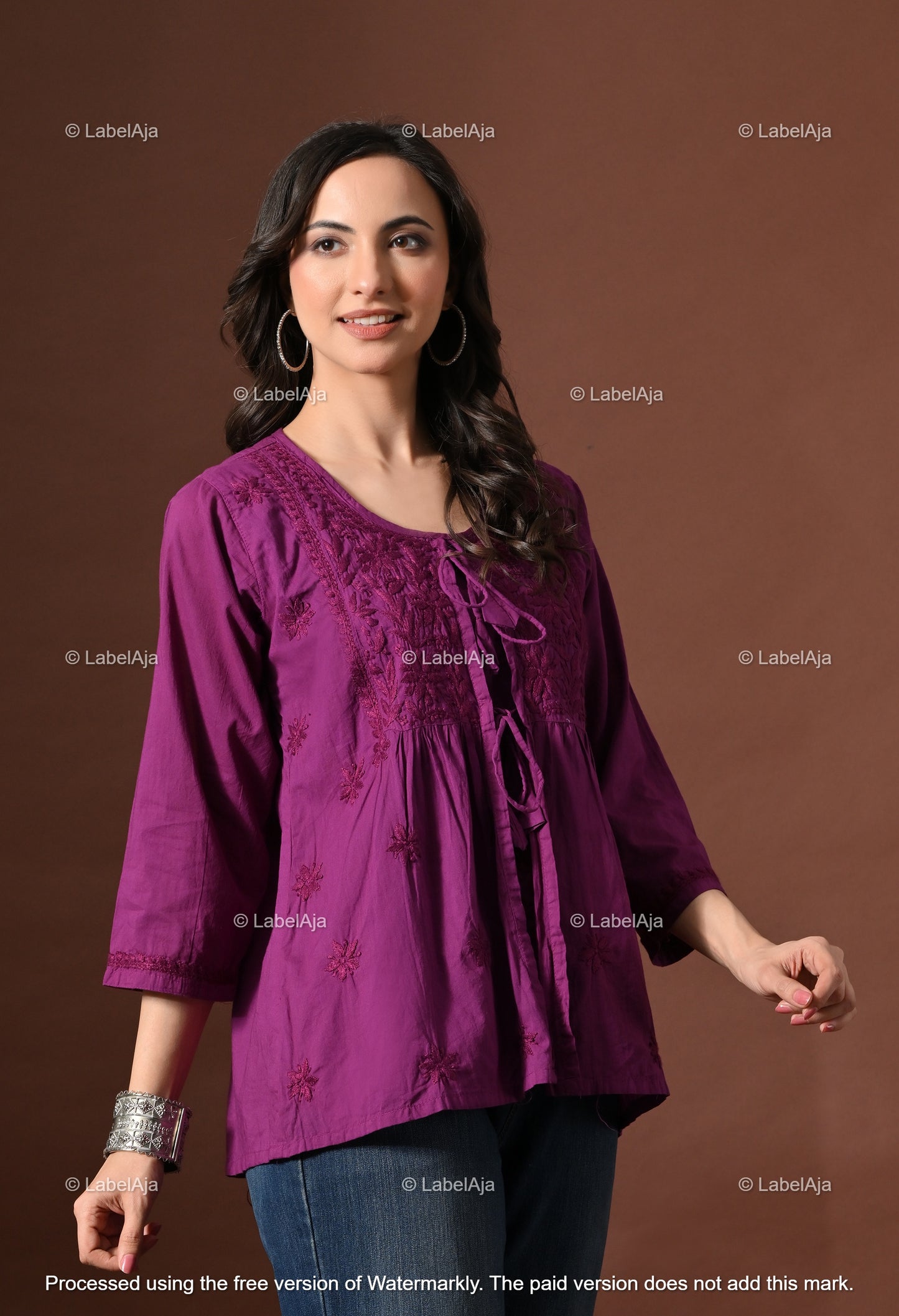 Zia Mul cotton chikankari Shrug Top