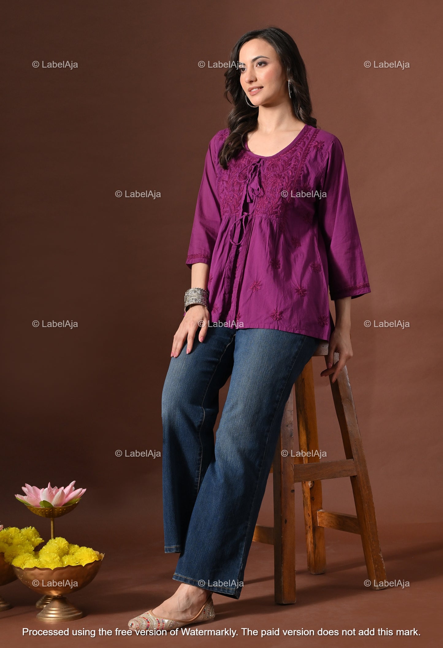 Zia Mul cotton chikankari Shrug Top