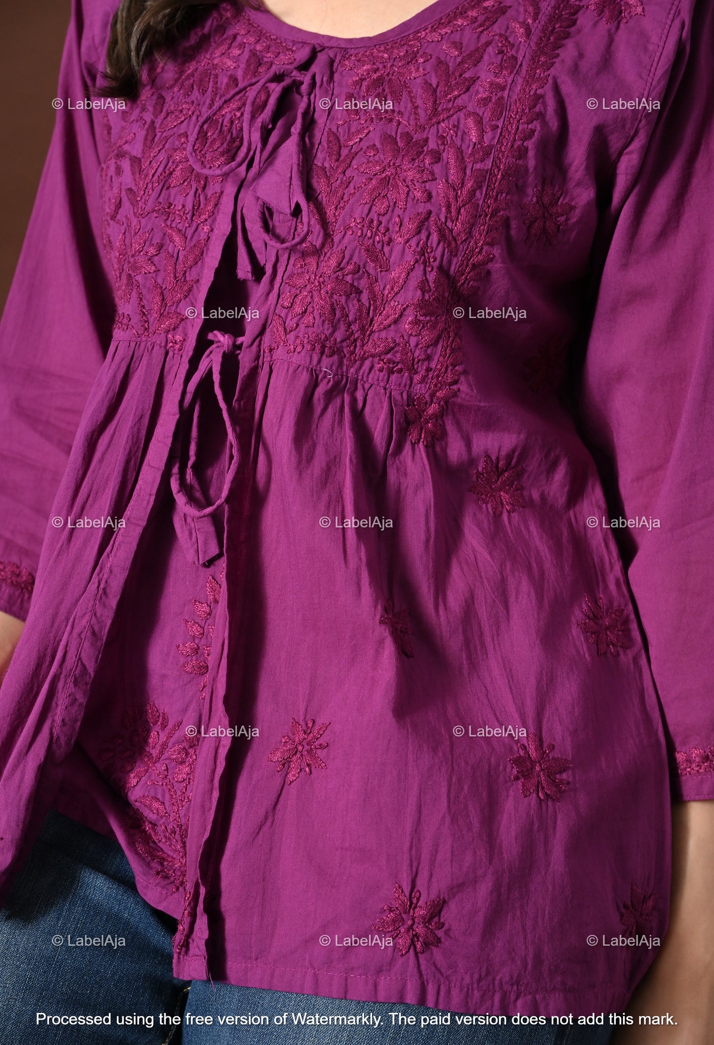 Zia Mul cotton chikankari Shrug Top