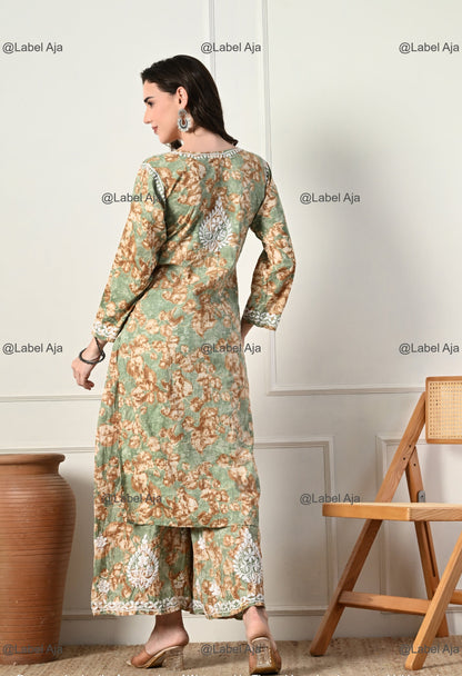 Zuri Mul cotton Kurti and Palazzo set