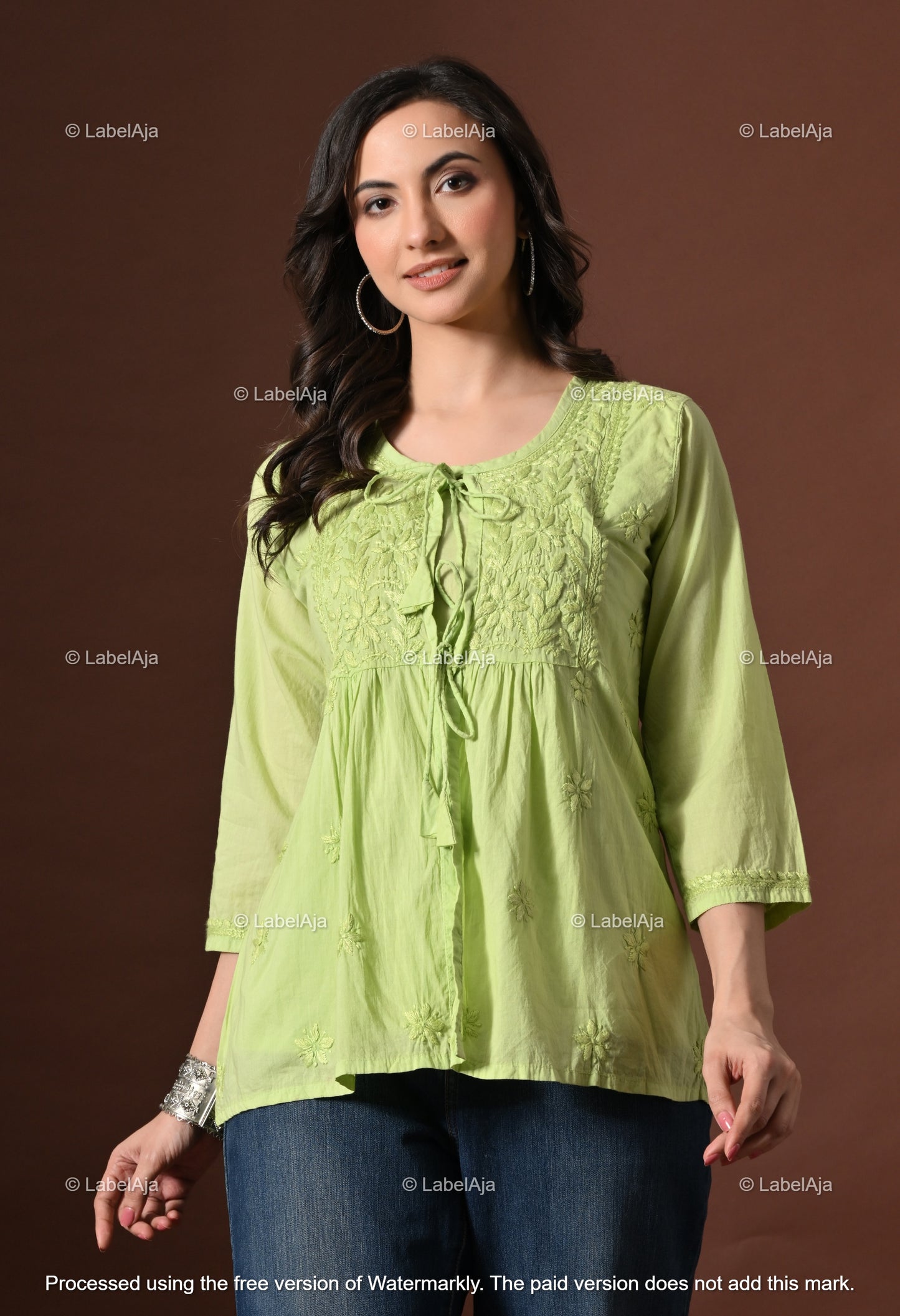 Zia Mul cotton chikankari Shrug Top