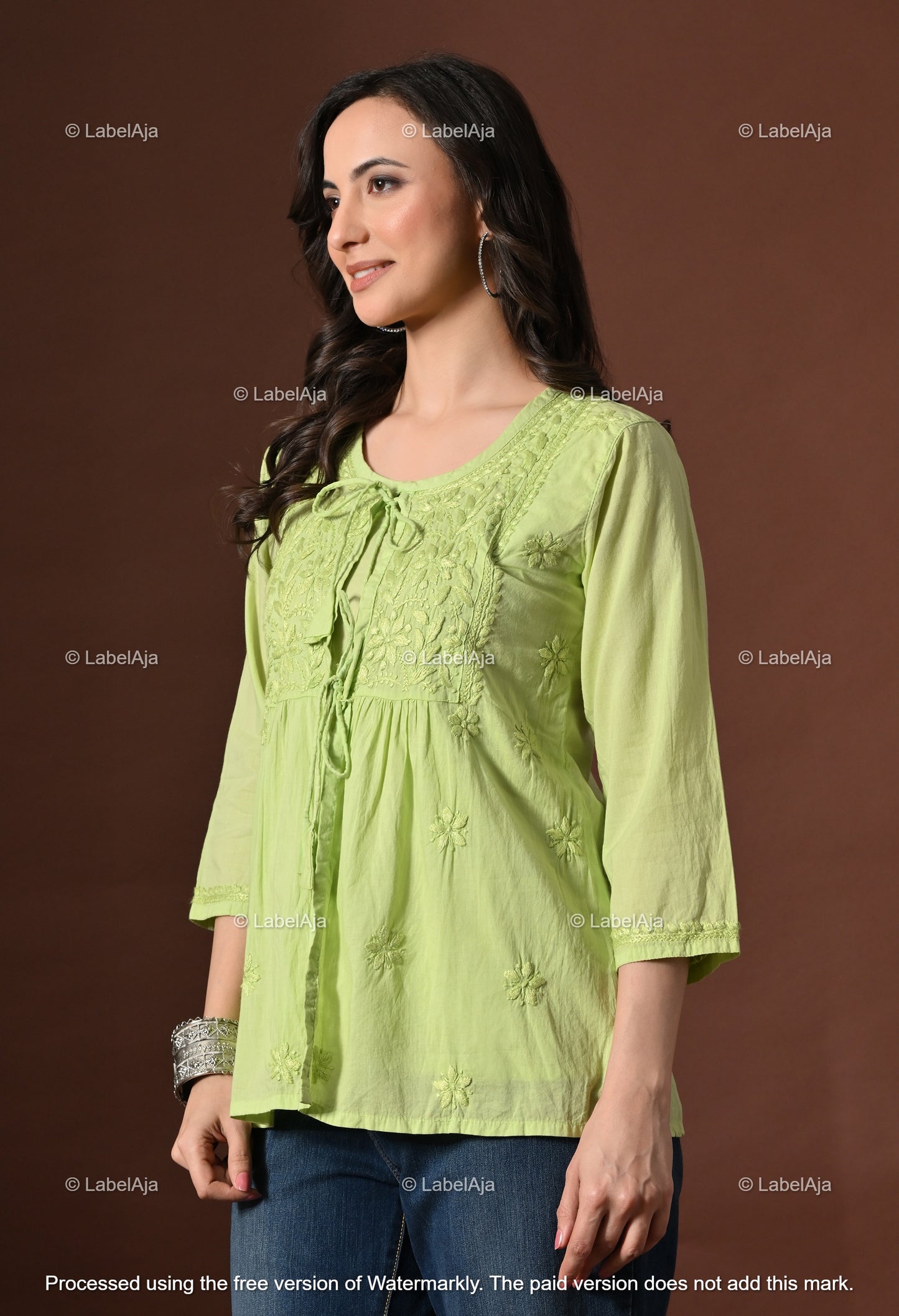 Zia Mul cotton chikankari Shrug Top