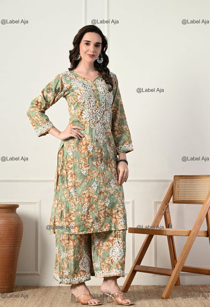Zuri Mul cotton Kurti and Palazzo set
