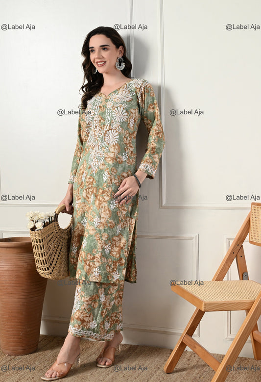 Zuri Mul cotton Kurti and Palazzo set