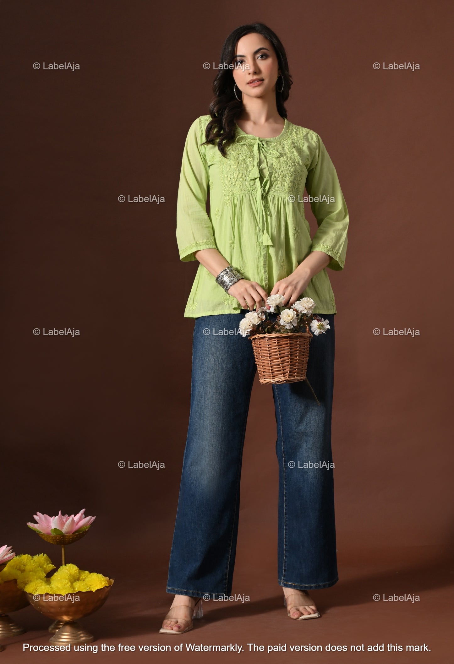 Zia Mul cotton chikankari Shrug Top