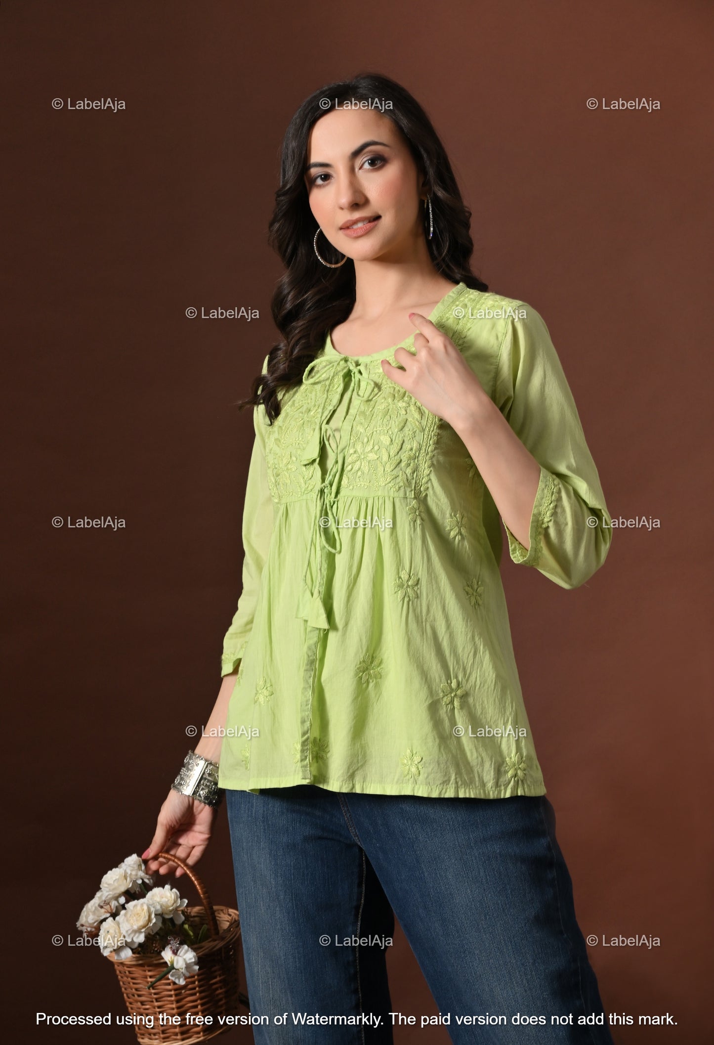 Zia Mul cotton chikankari Shrug Top