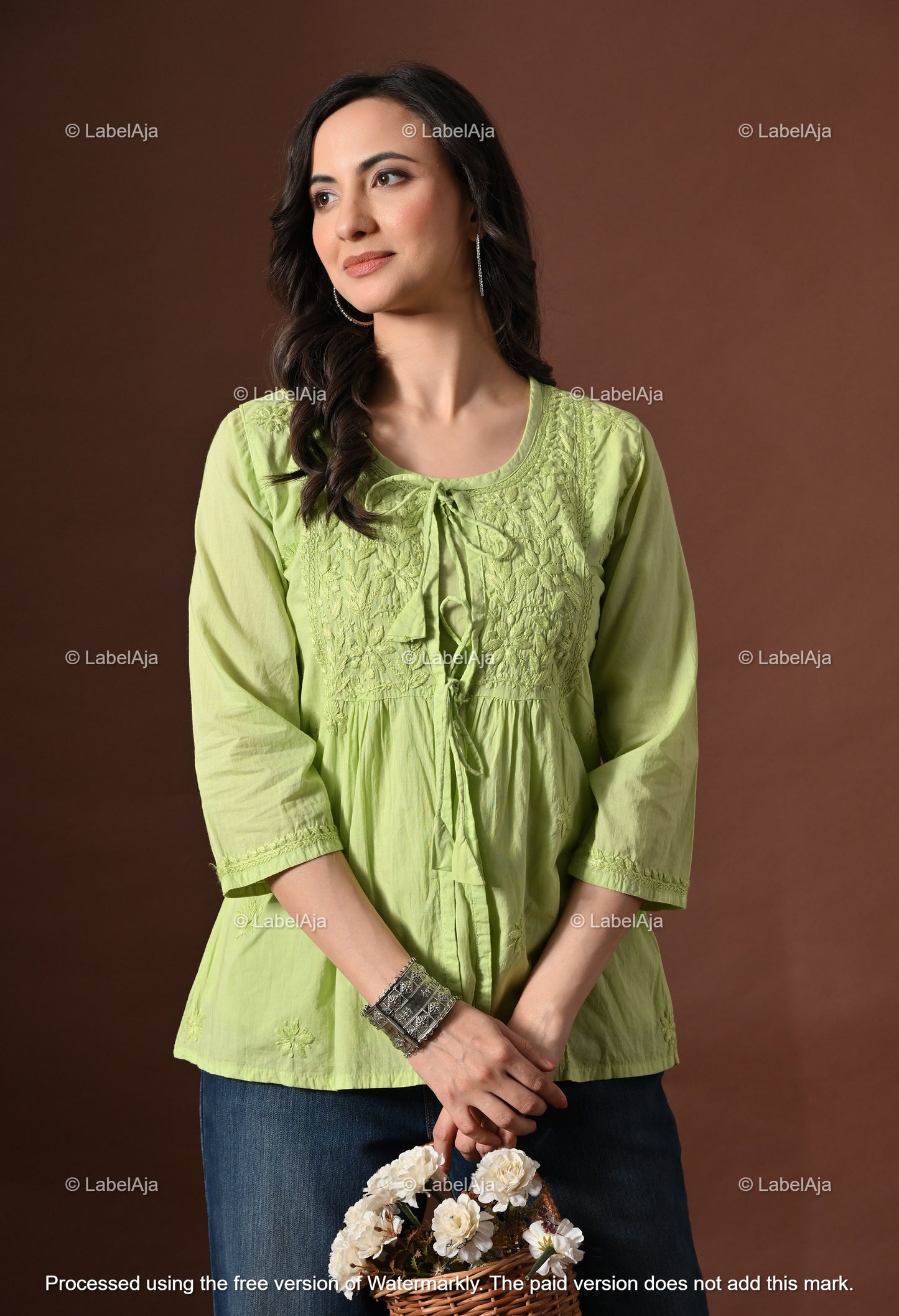 Zia Mul cotton chikankari Shrug Top