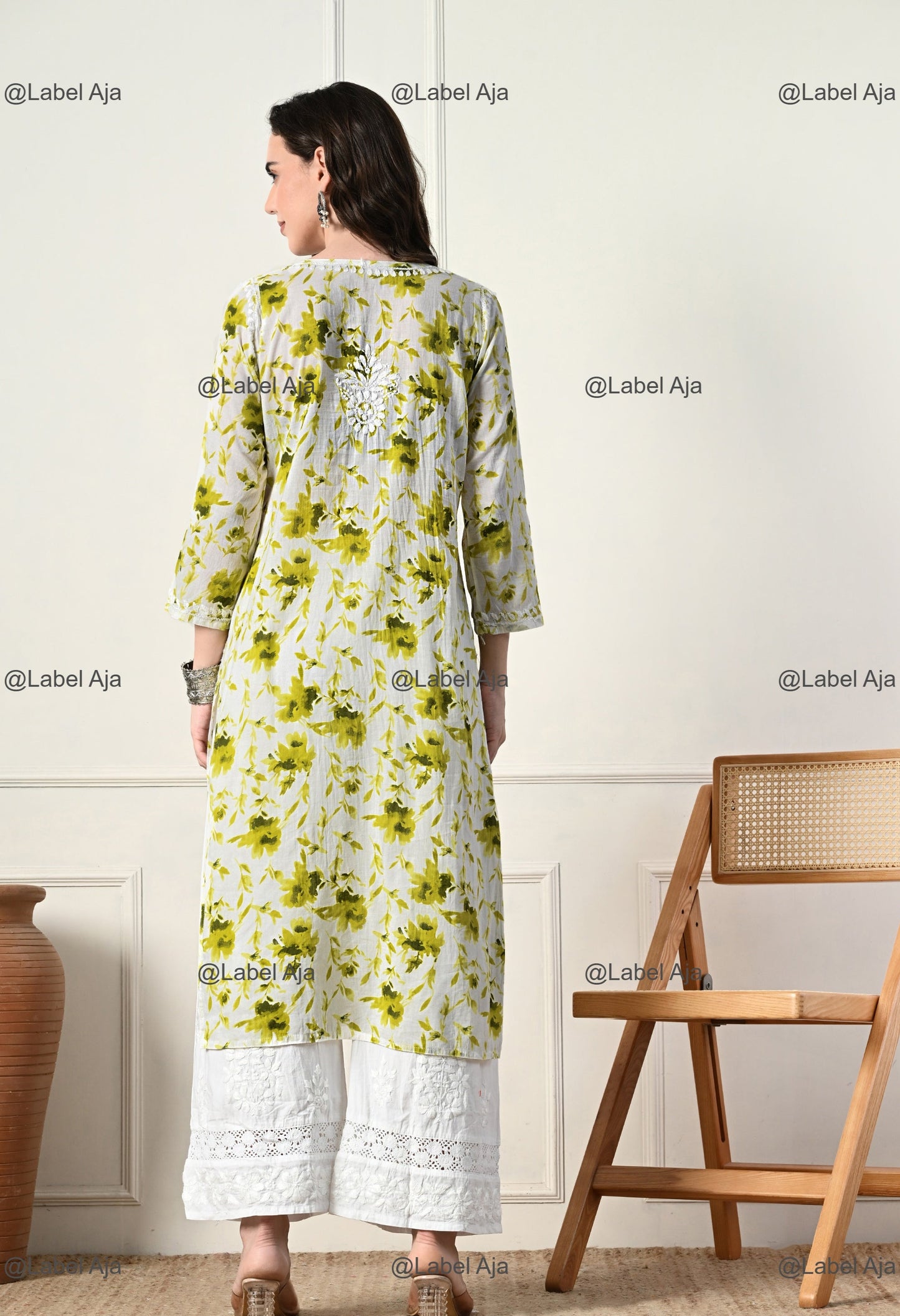 Saanjh Mulmul long chikankari kurti