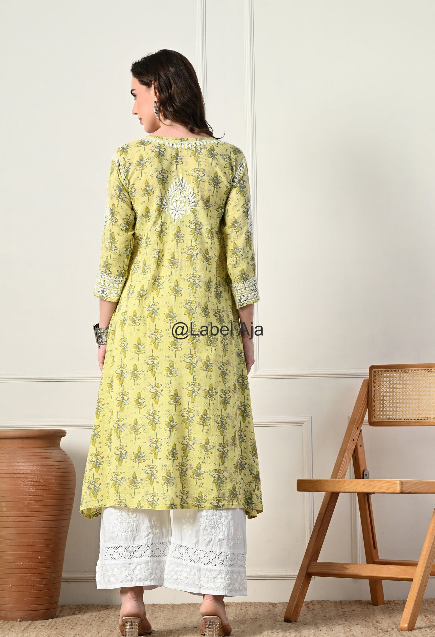 Nazakat mulmul long Angarkha chikankari kurti
