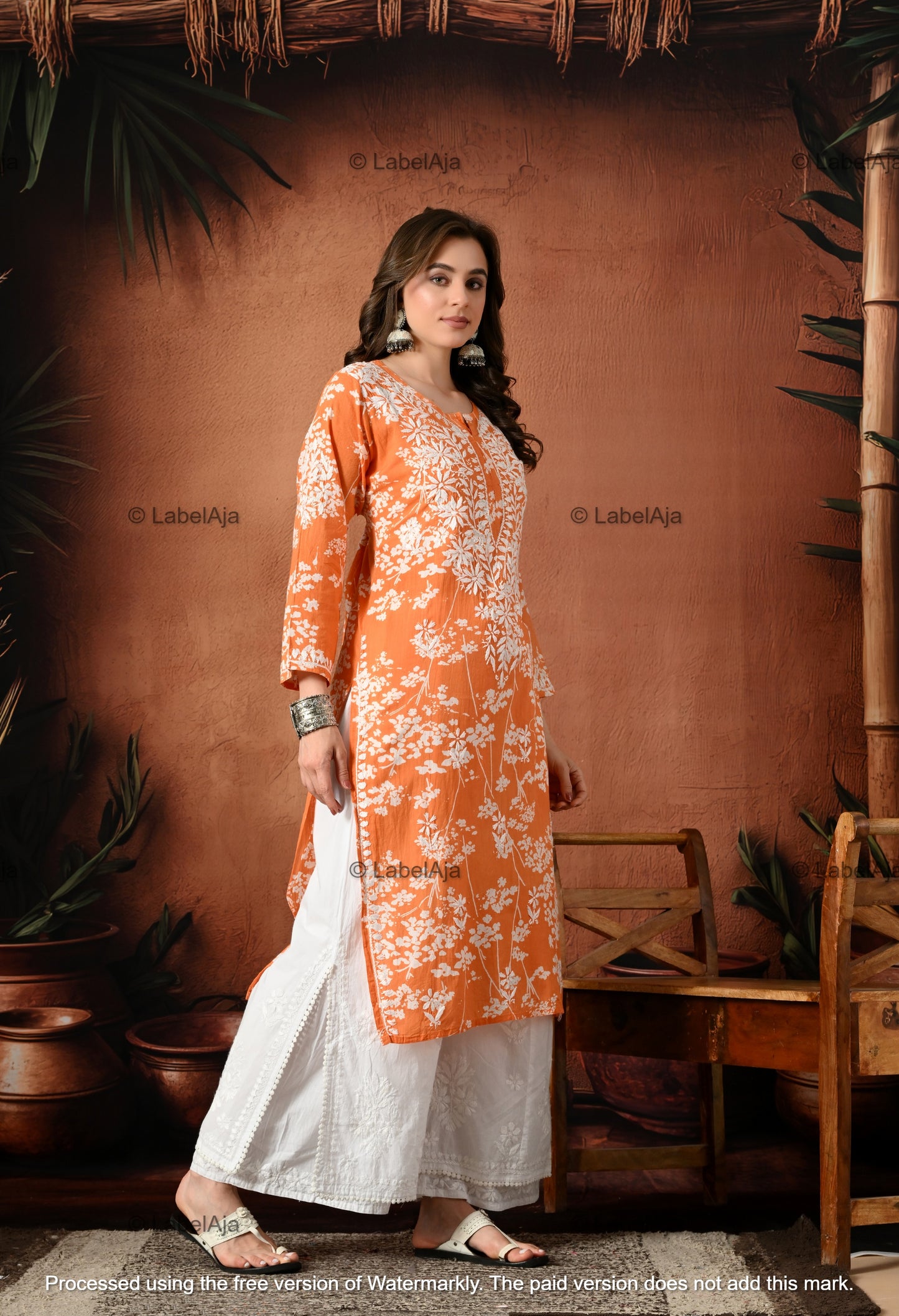 Pankhuri mulmul long chikankari kurti