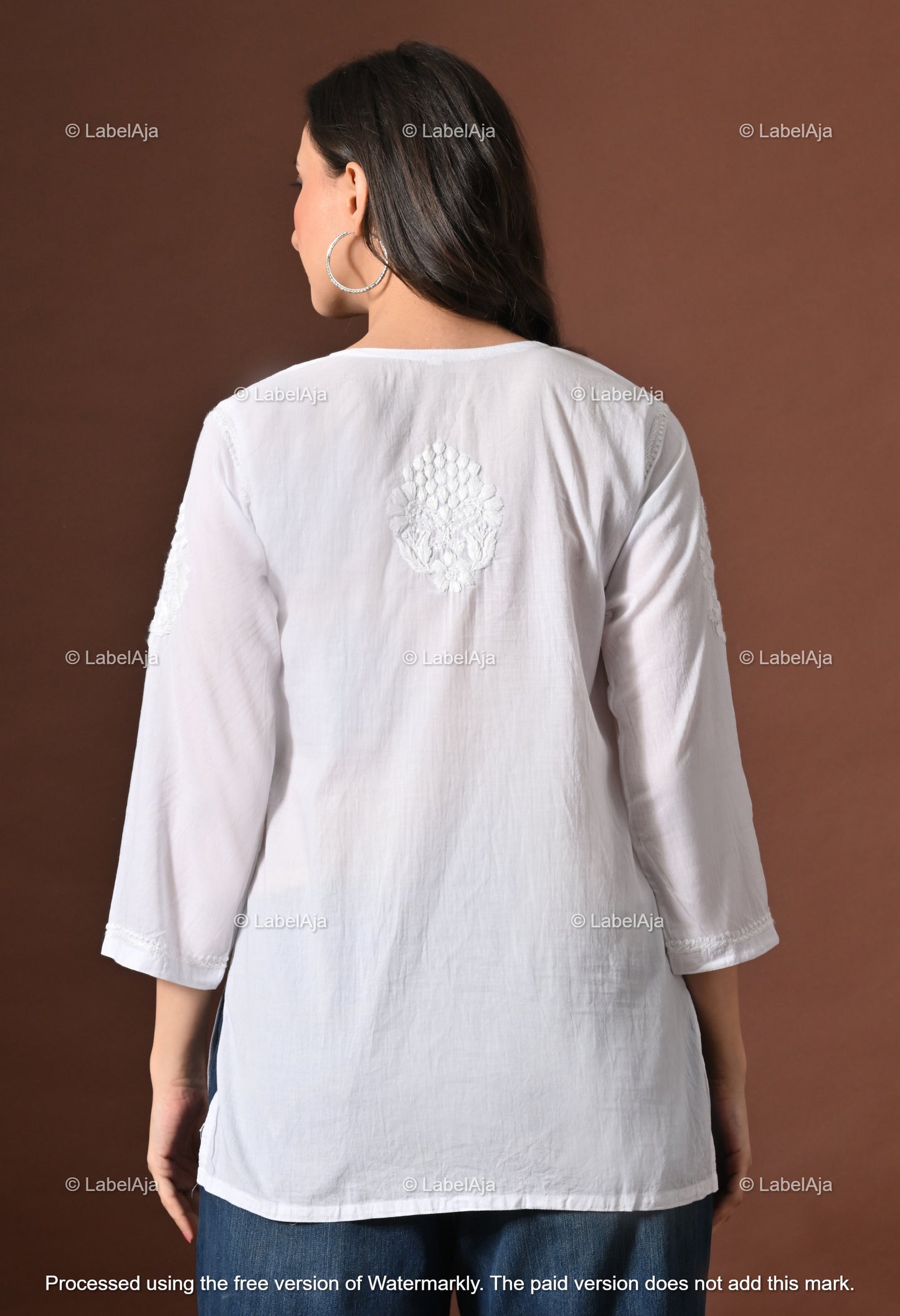 Ira mul cotton chikankari short top