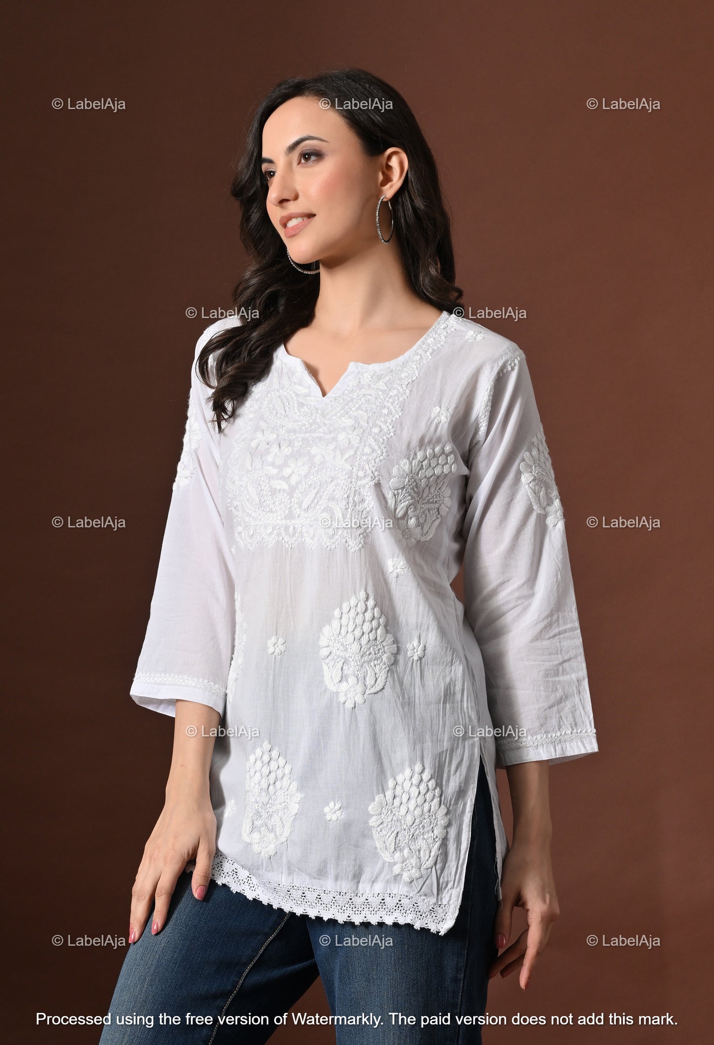 Ira mul cotton chikankari short top