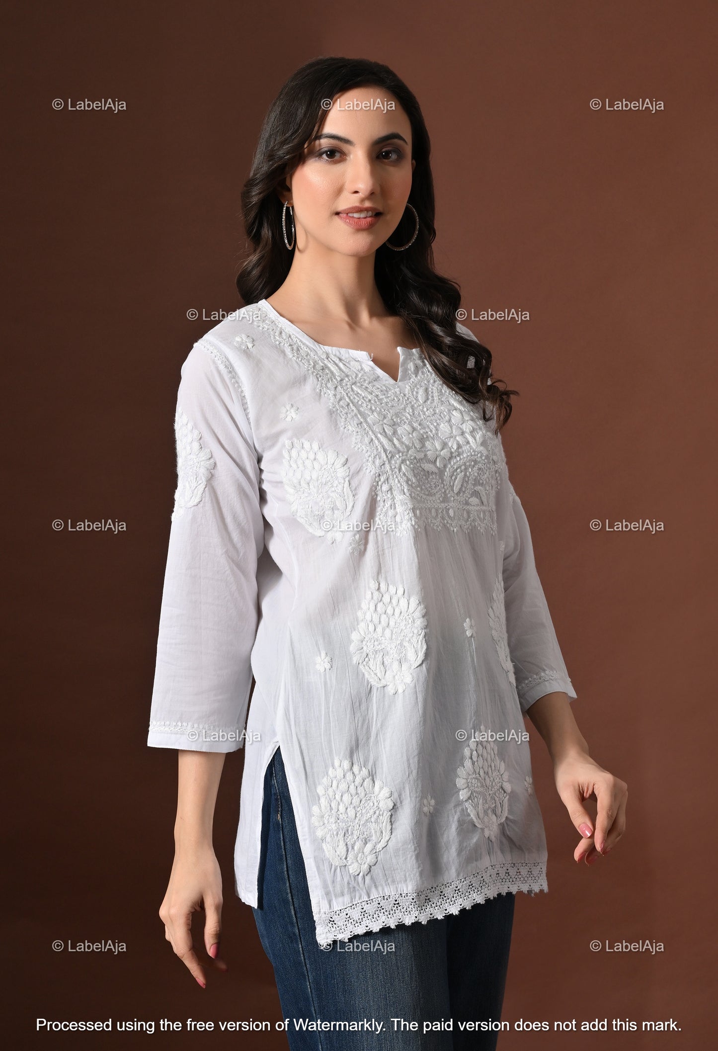 Ira mul cotton chikankari short top