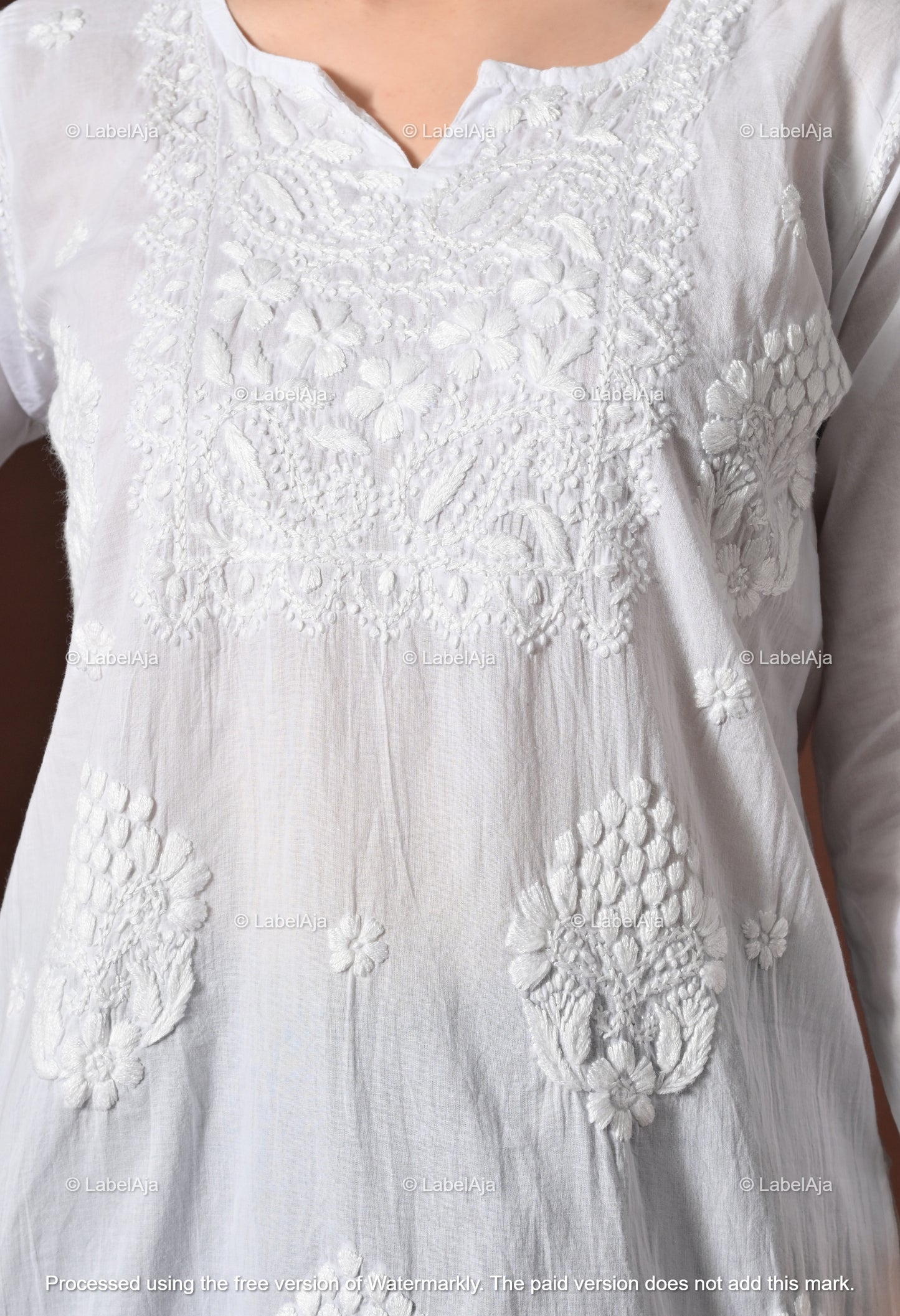 Ira mul cotton chikankari short top