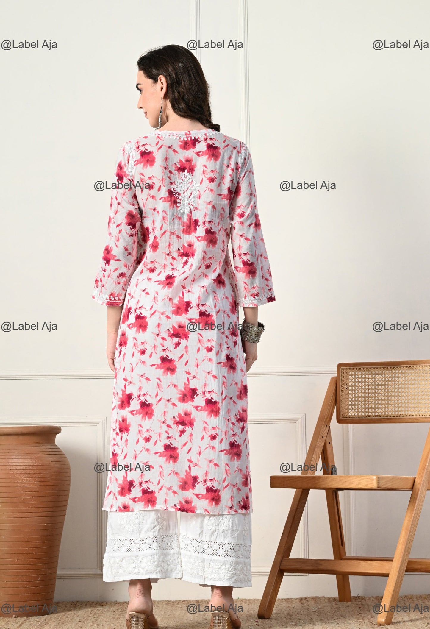 Saanjh Mulmul long chikankari kurti