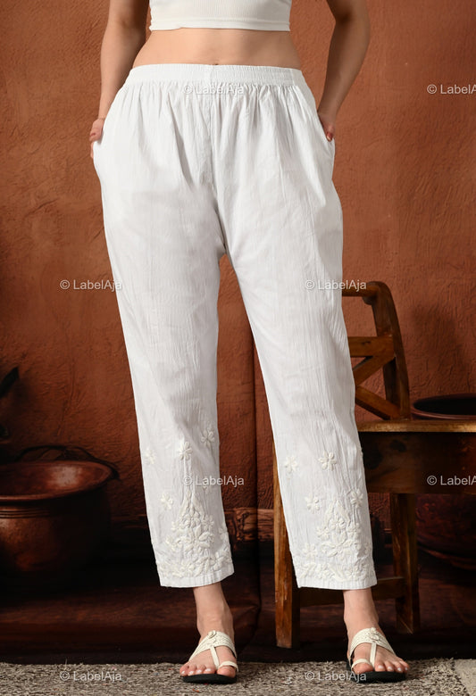 Premium Cotton Lycra Chikankari Straight Pant