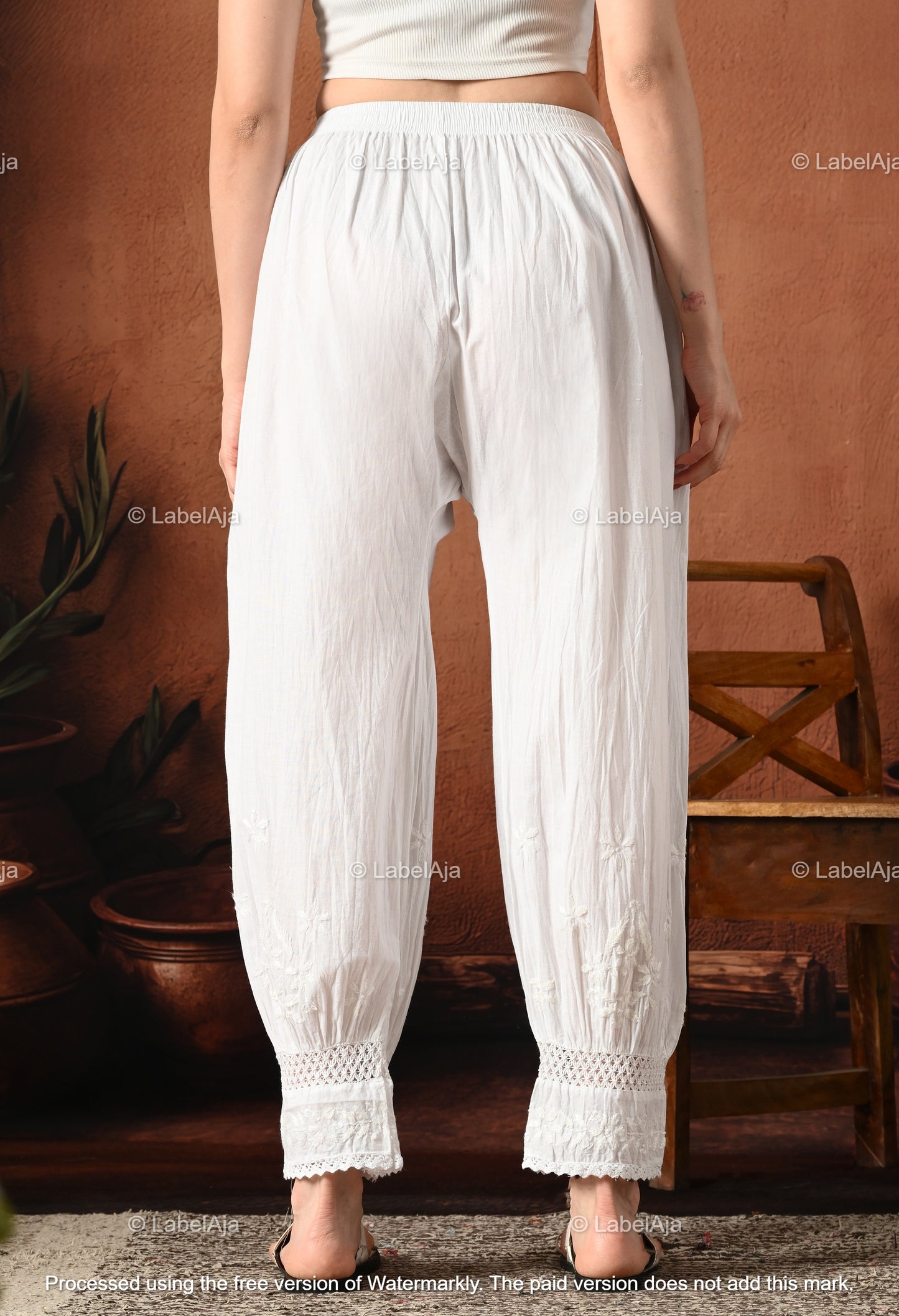 Lucknowi chikankari Cotton Afghani pant