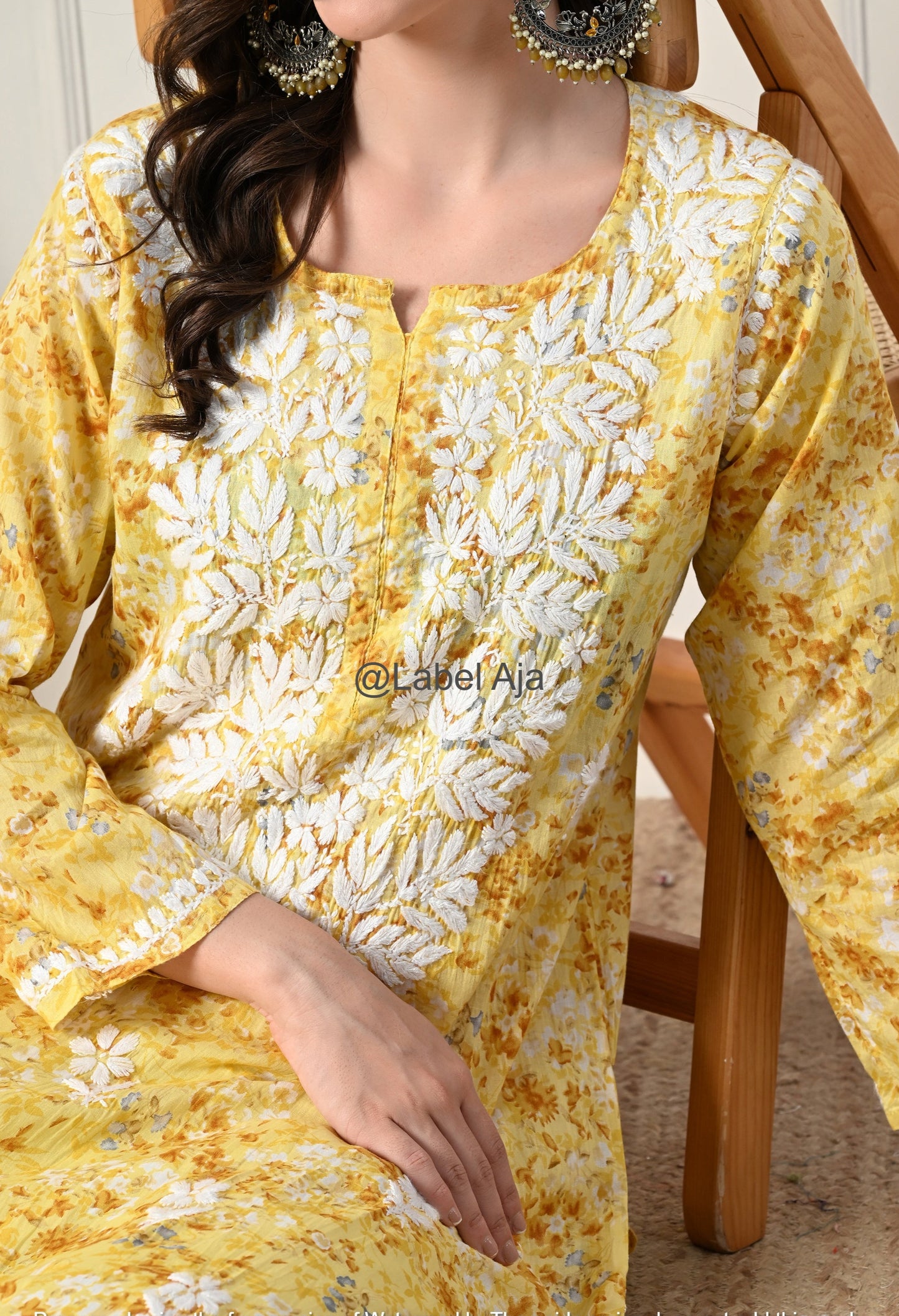 Gulmohar Mulmul long chikankari kurti