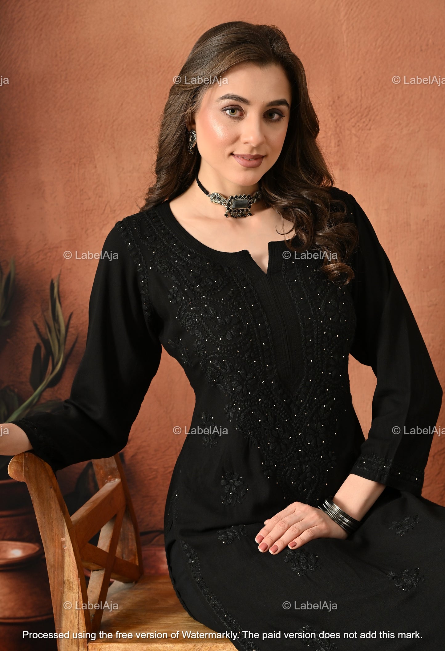 Hoor Viscose kurti with Mukaish work