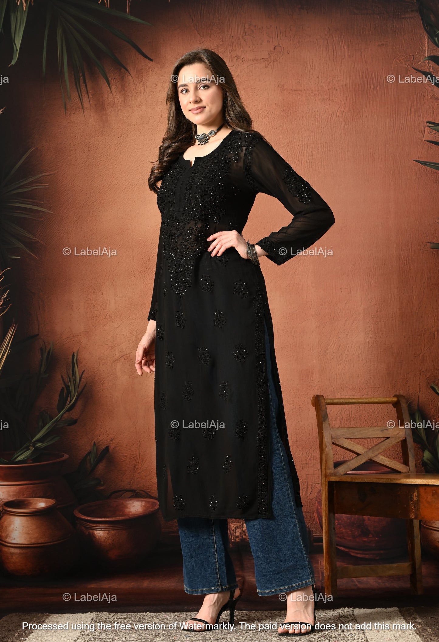 Hoor Viscose kurti with Mukaish work