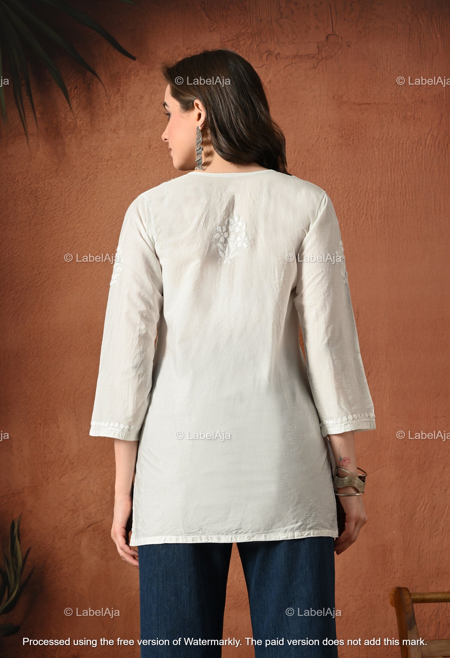 Amaya chanderi silk chikankari short top