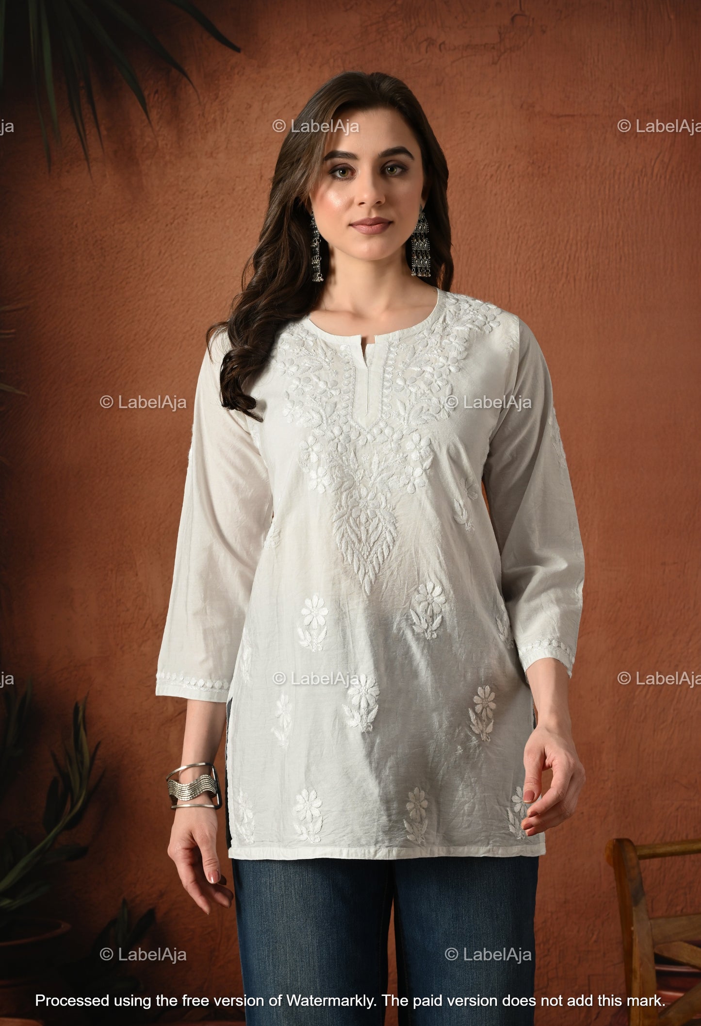 Amaya chanderi silk chikankari short top