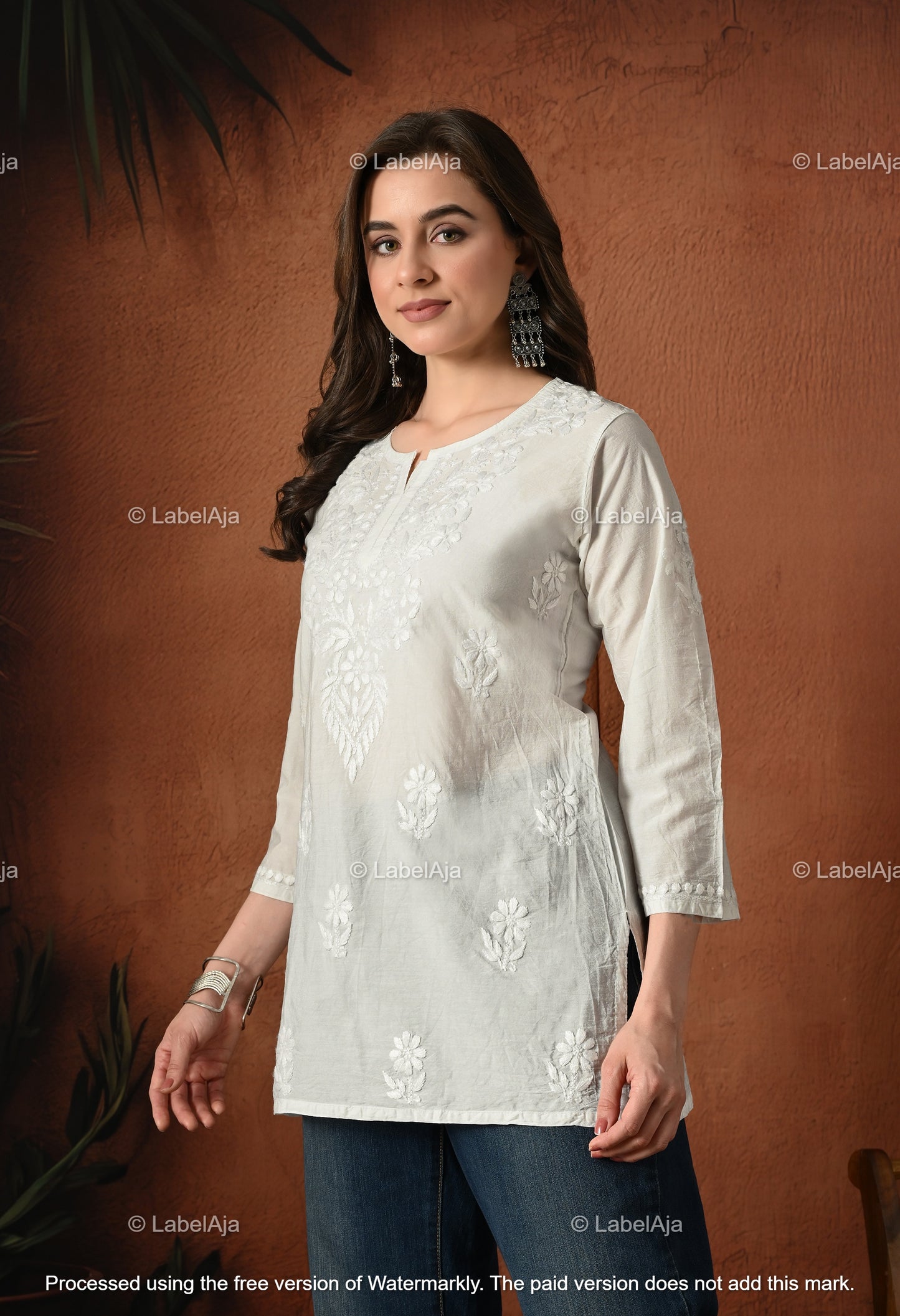 Amaya chanderi silk chikankari short top