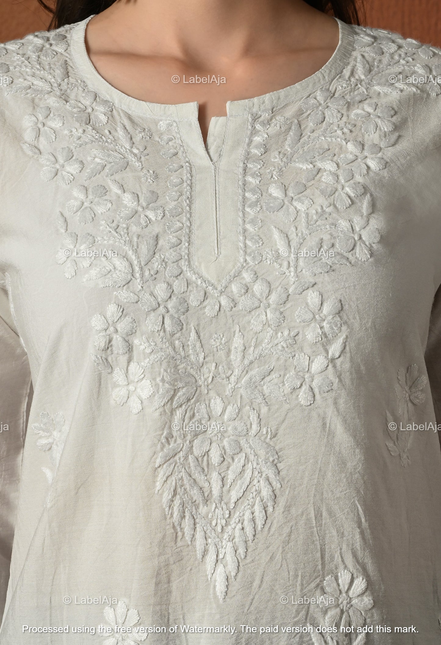 Amaya chanderi silk chikankari short top