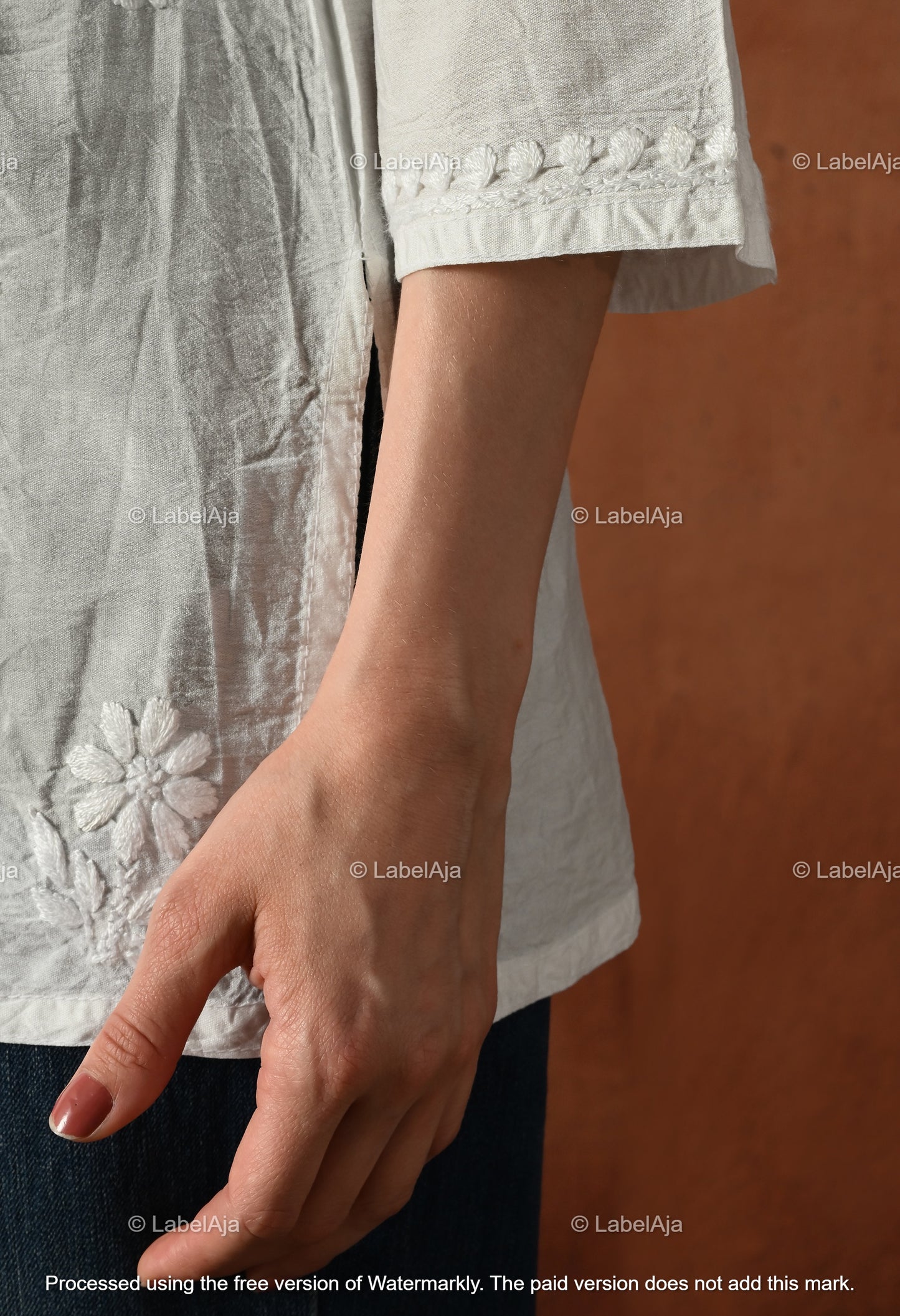 Amaya chanderi silk chikankari short top