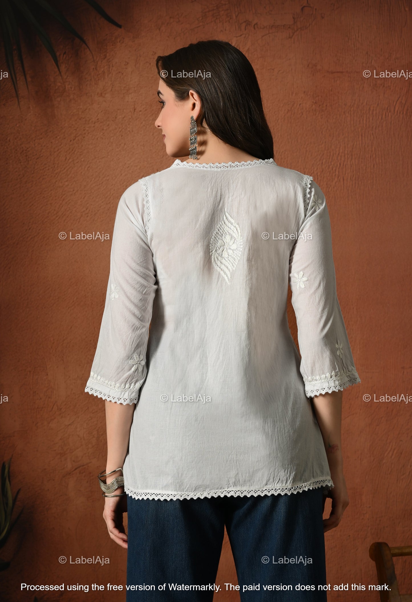 Amaira mul cotton chikankari short top