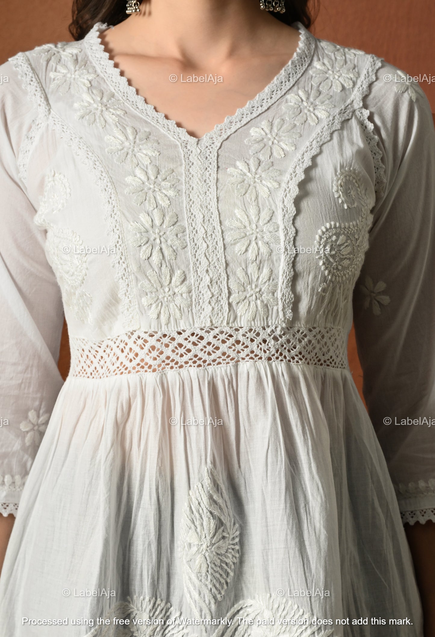 Amaira mul cotton chikankari short top