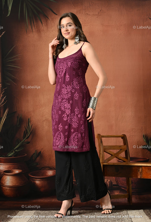 Strappy Viscose chikankari short top