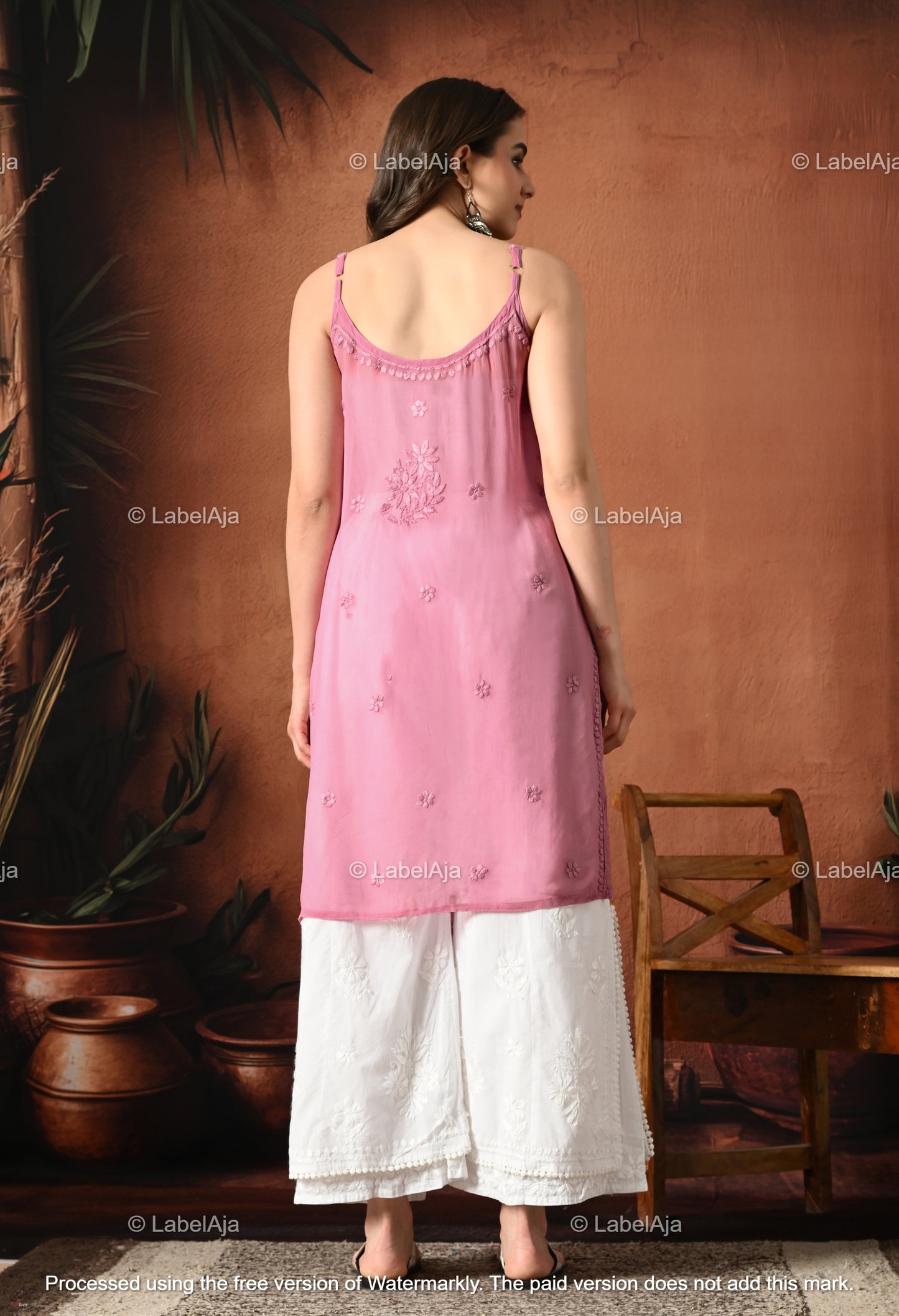 Strappy Viscose chikankari short top