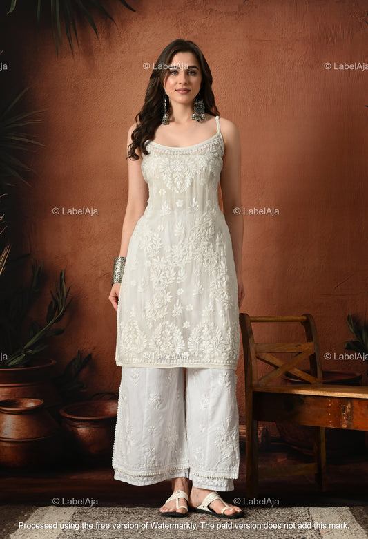 Strappy Viscose chikankari short top