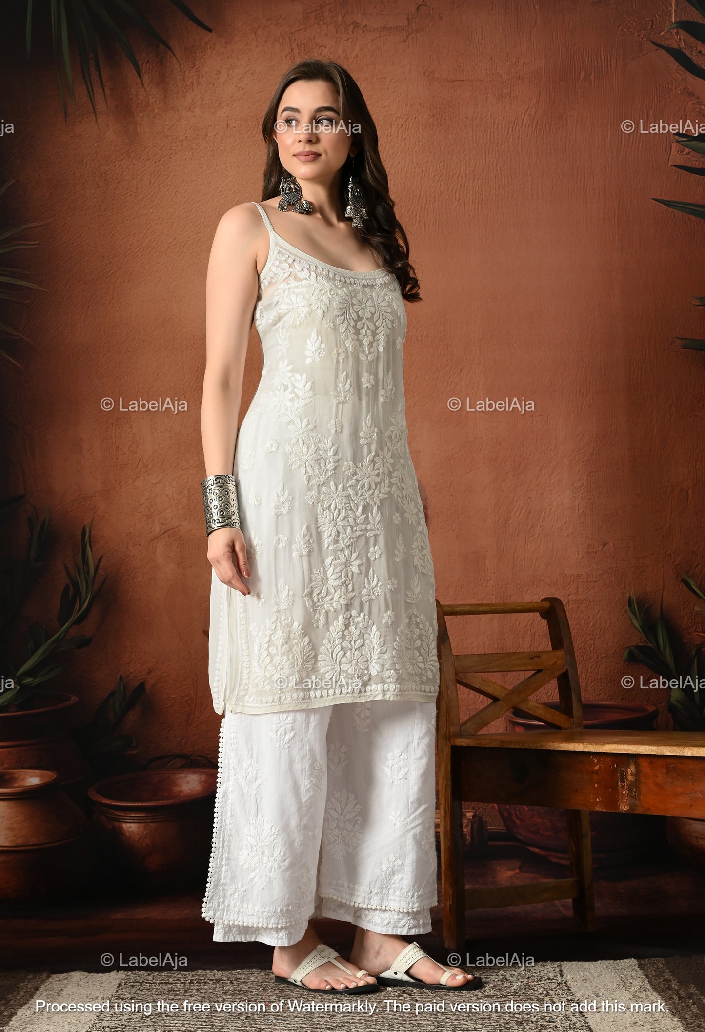 Strappy Viscose chikankari short top
