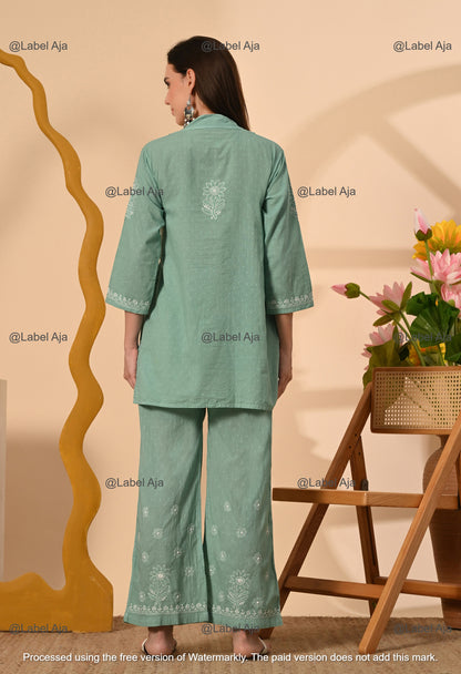 Zoya Dobby cotton hand embroidered Co-ord set