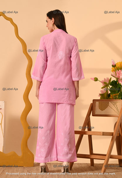 Zoya Dobby cotton hand embroidered Co-ord set