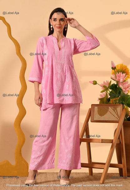 Zoya Dobby cotton hand embroidered Co-ord set