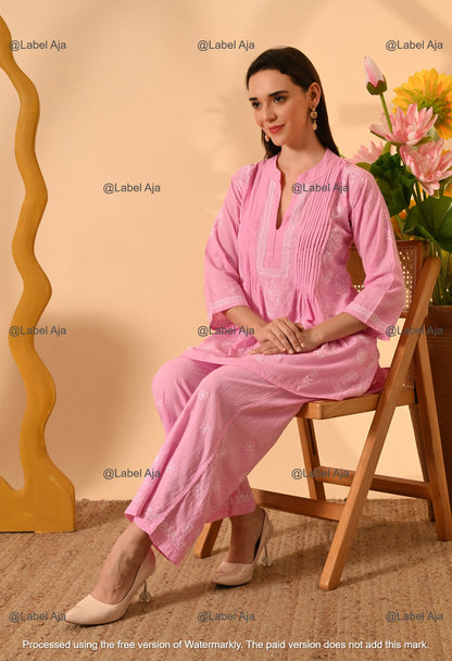Zoya Dobby cotton hand embroidered Co-ord set