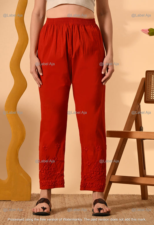 Chikankari lycra straight pant