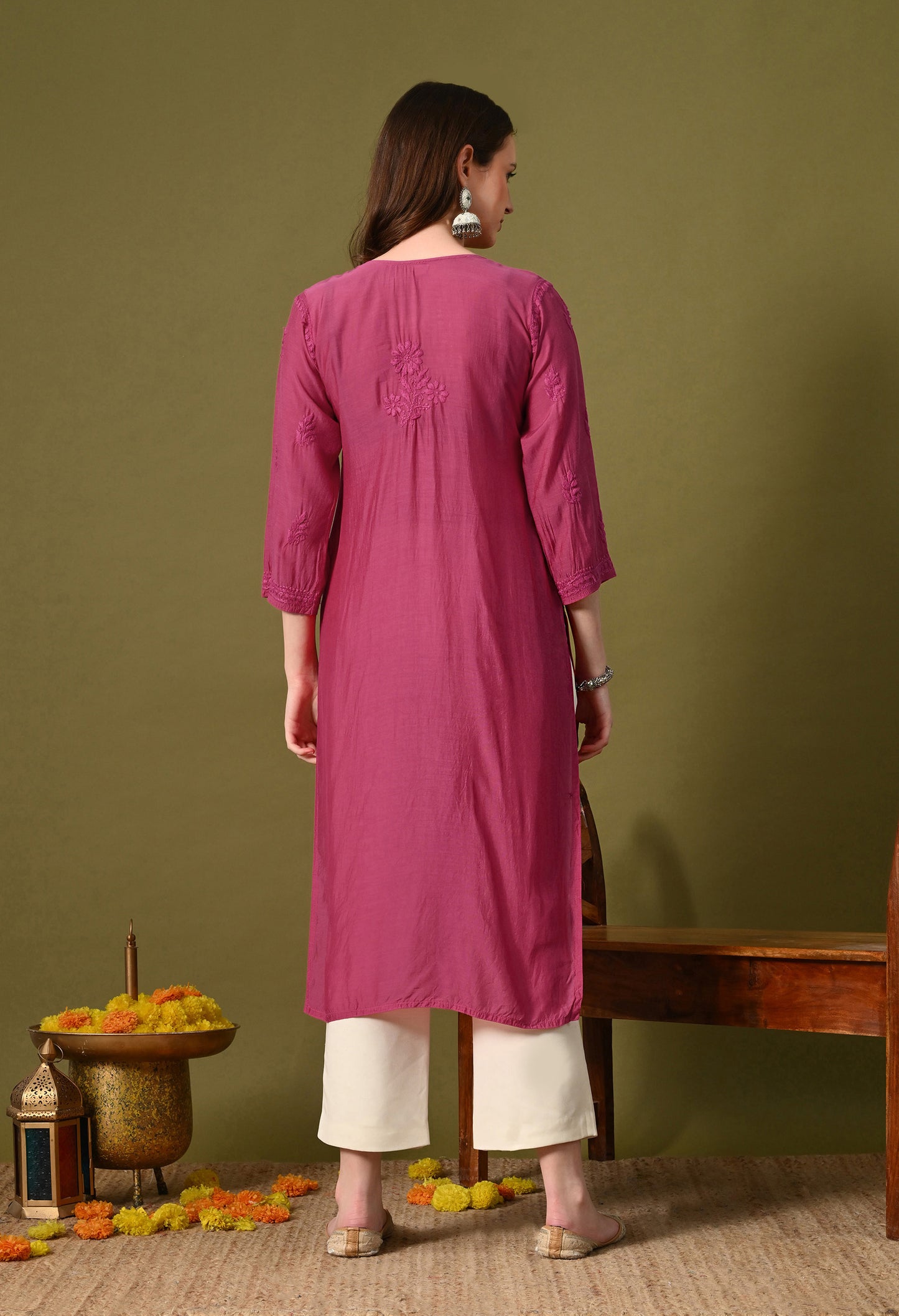 Premium Muslin long chikankari kurti