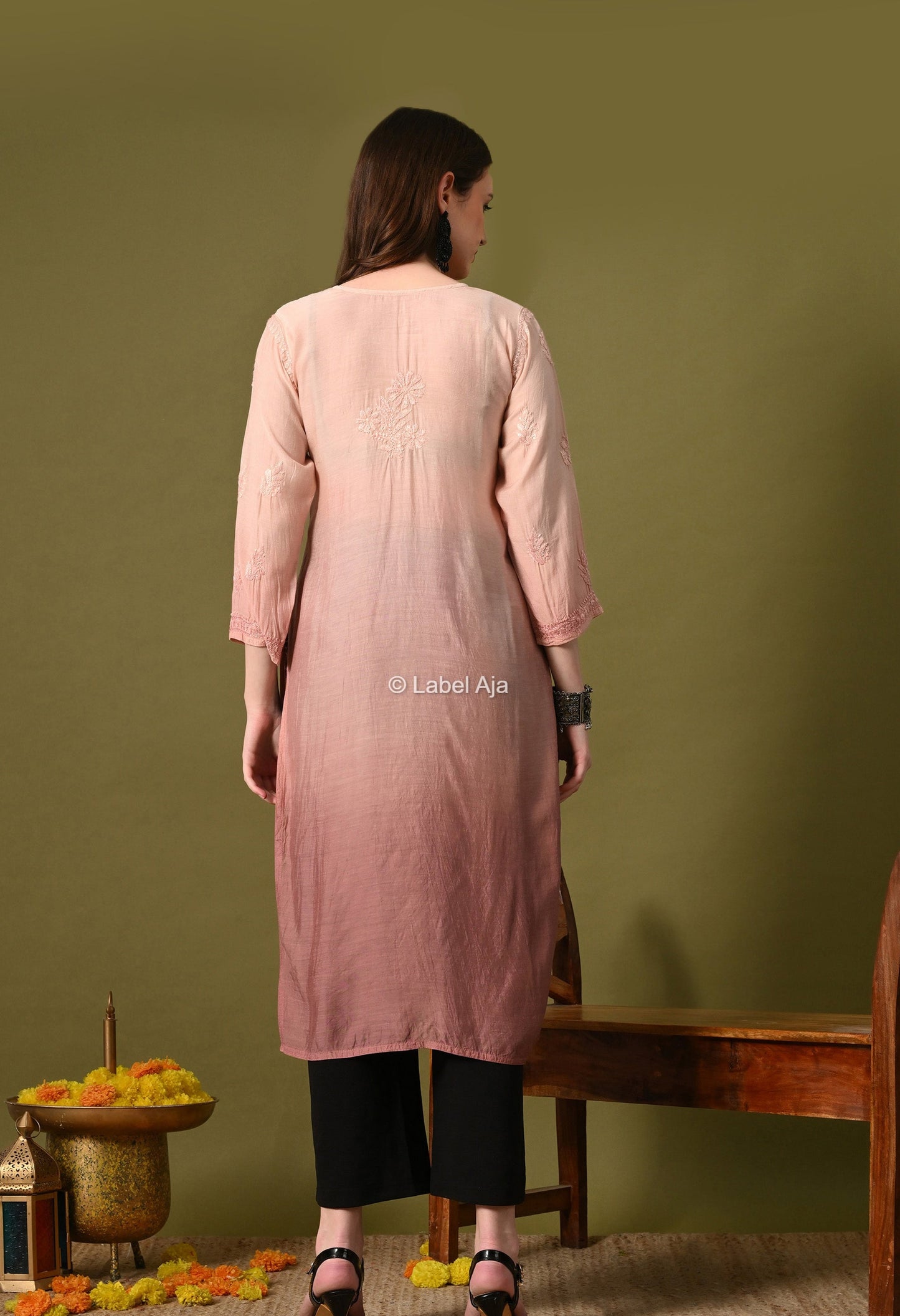 Premium Muslin long chikankari kurti