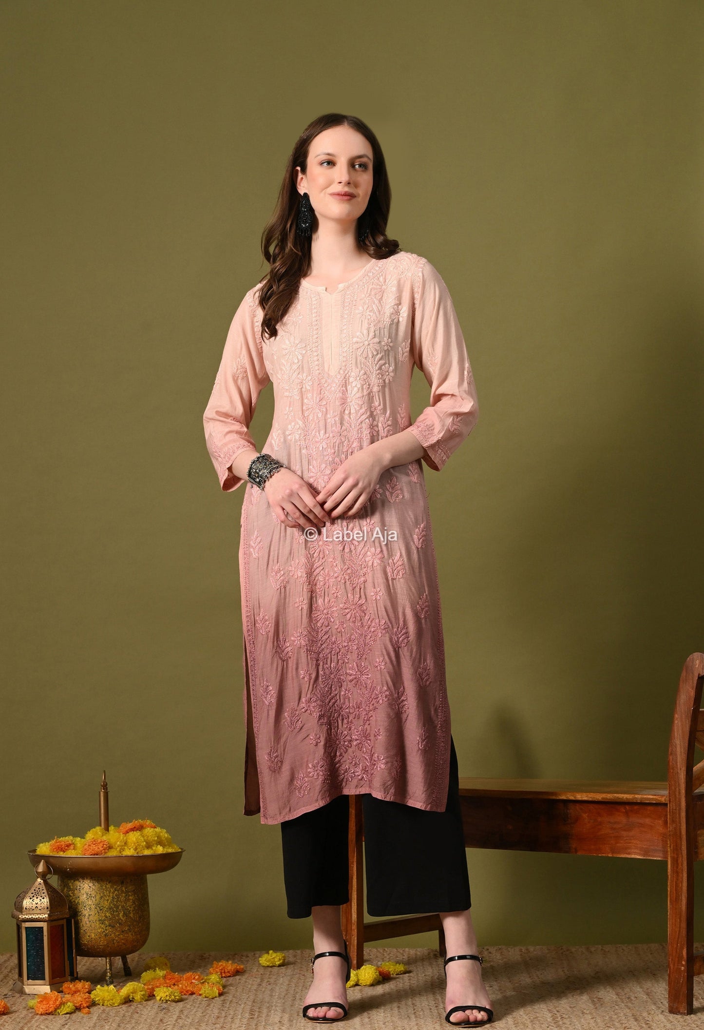 Premium Muslin long chikankari kurti