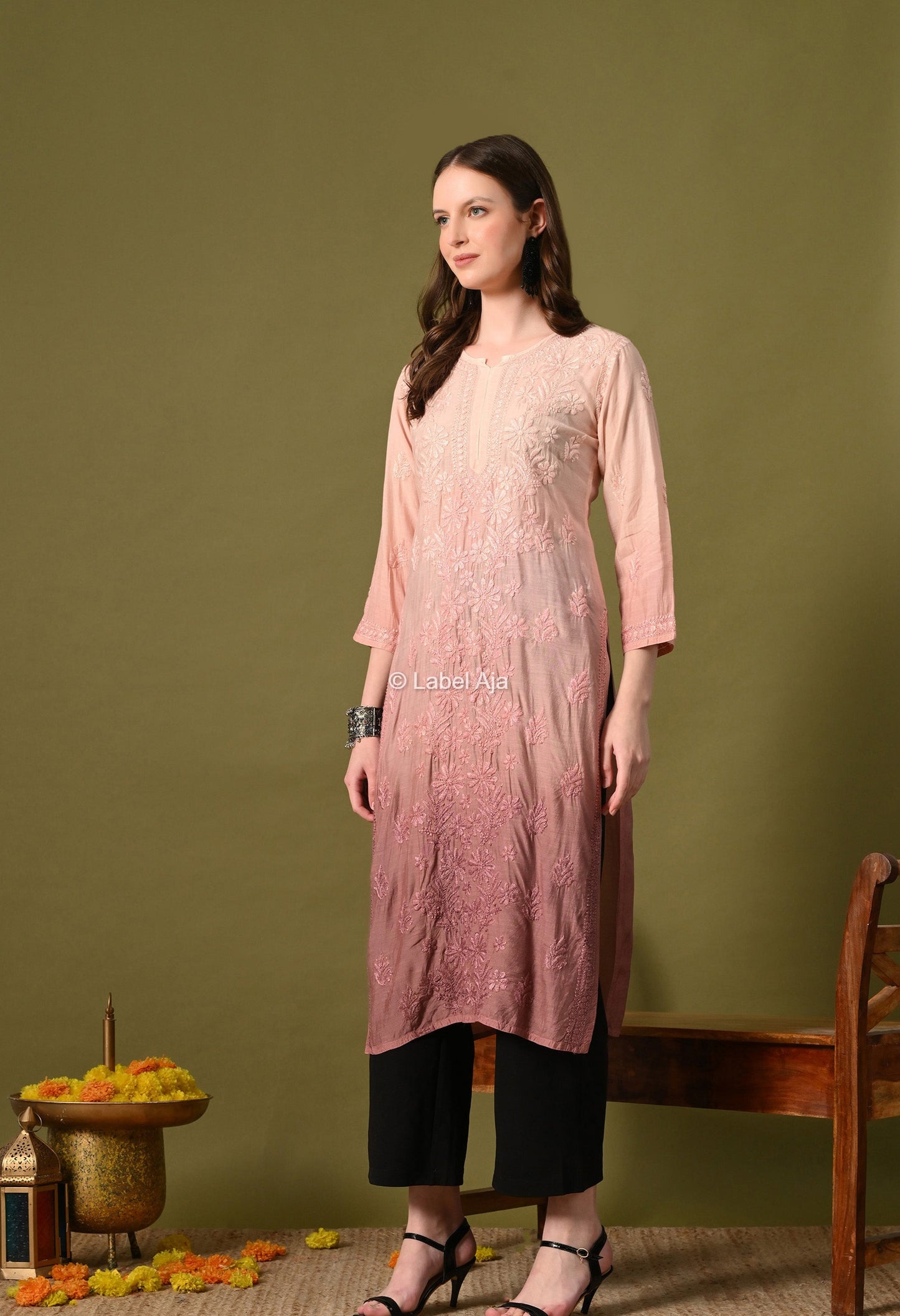 Premium Muslin long chikankari kurti