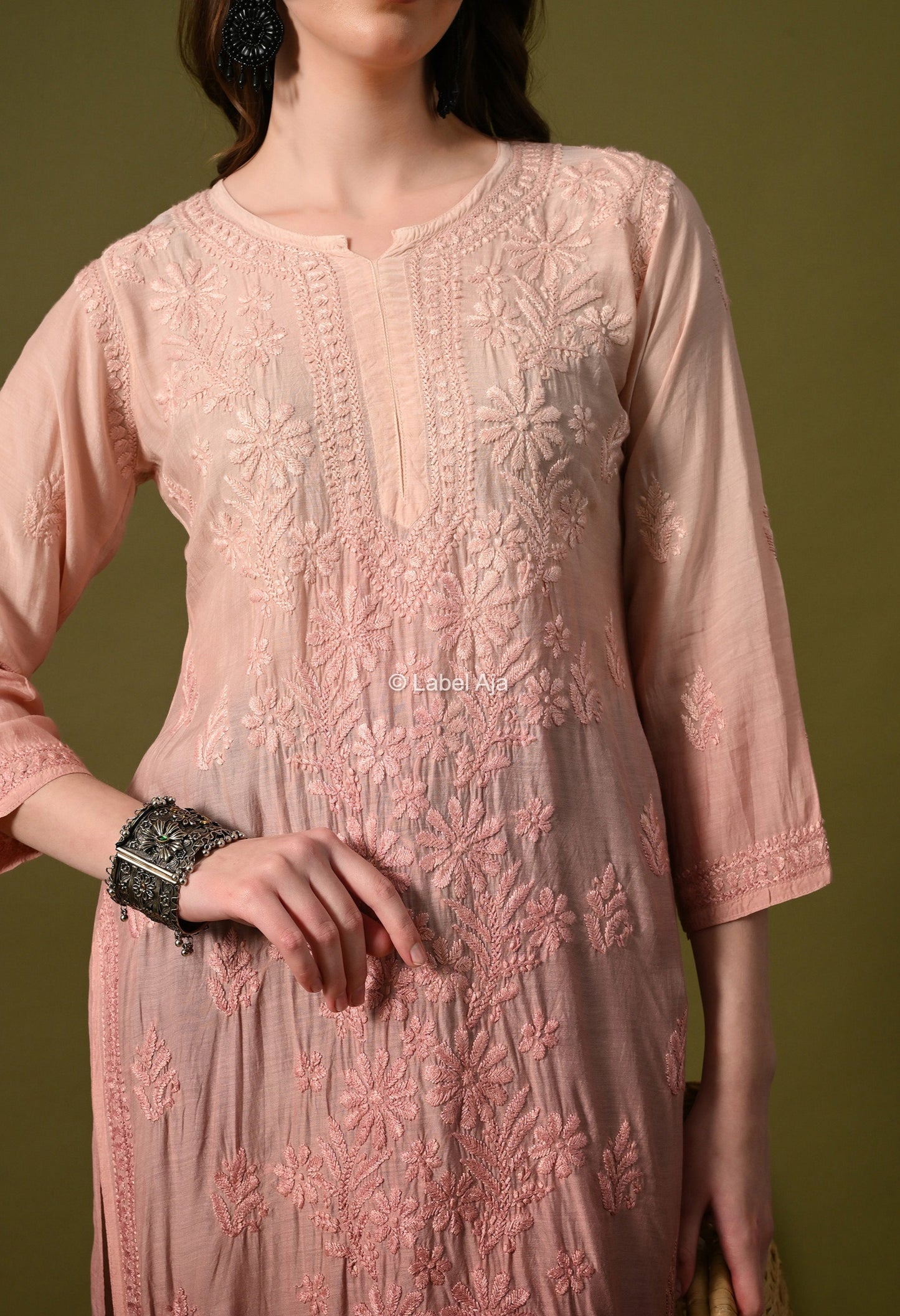 Premium Muslin long chikankari kurti