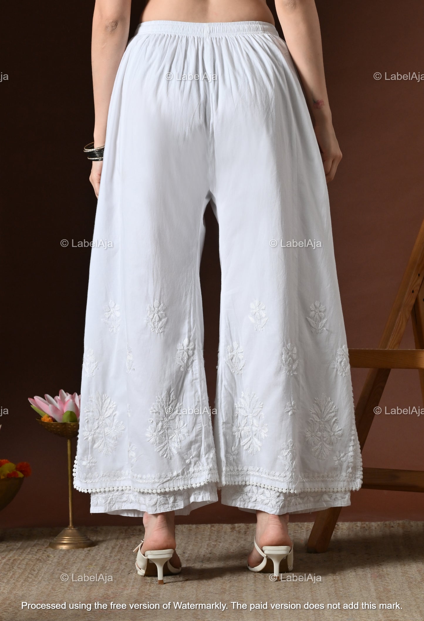 Premium double layer cotton Chikankari Palazzo