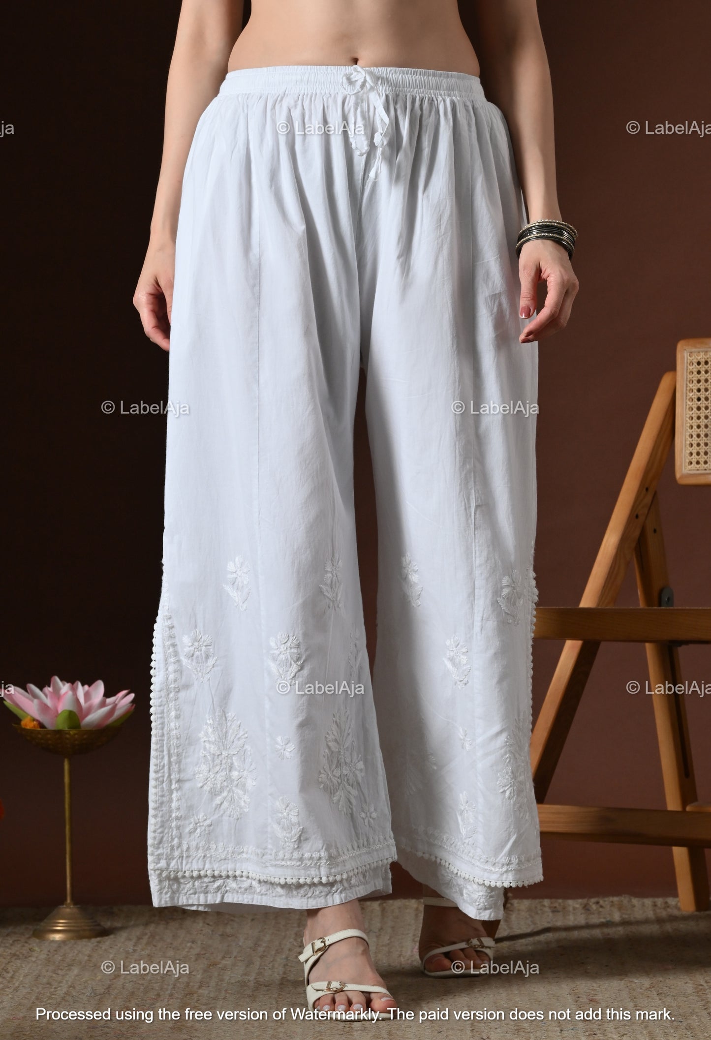Premium double layer cotton Chikankari Palazzo