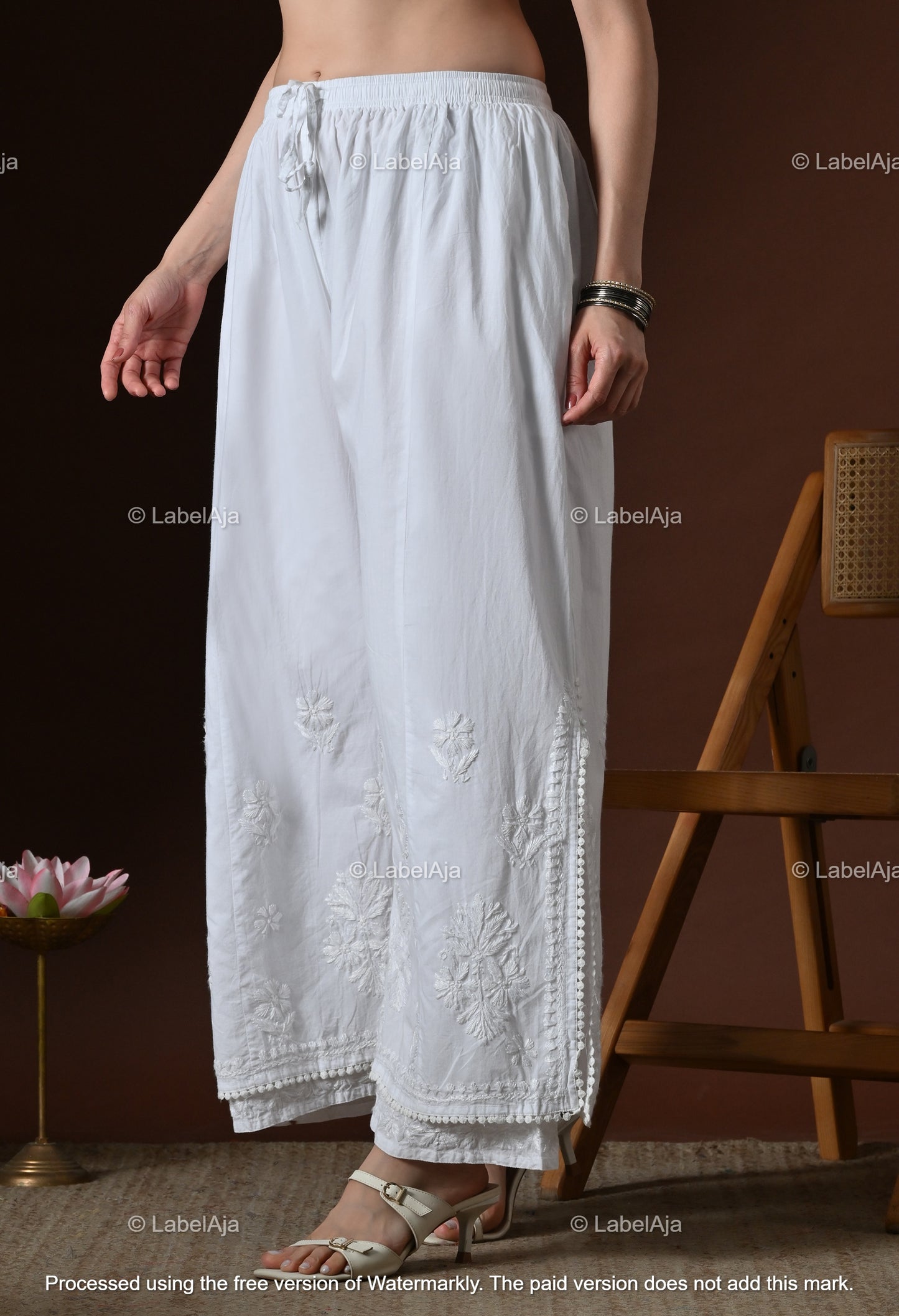 Premium double layer cotton Chikankari Palazzo