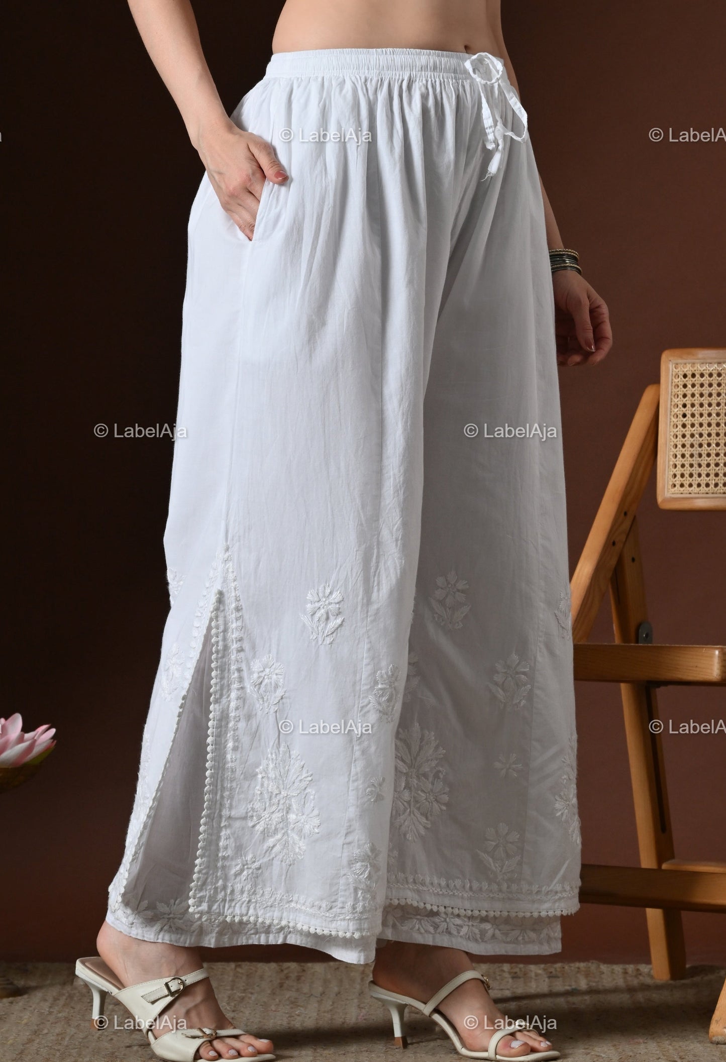 Premium double layer cotton Chikankari Palazzo