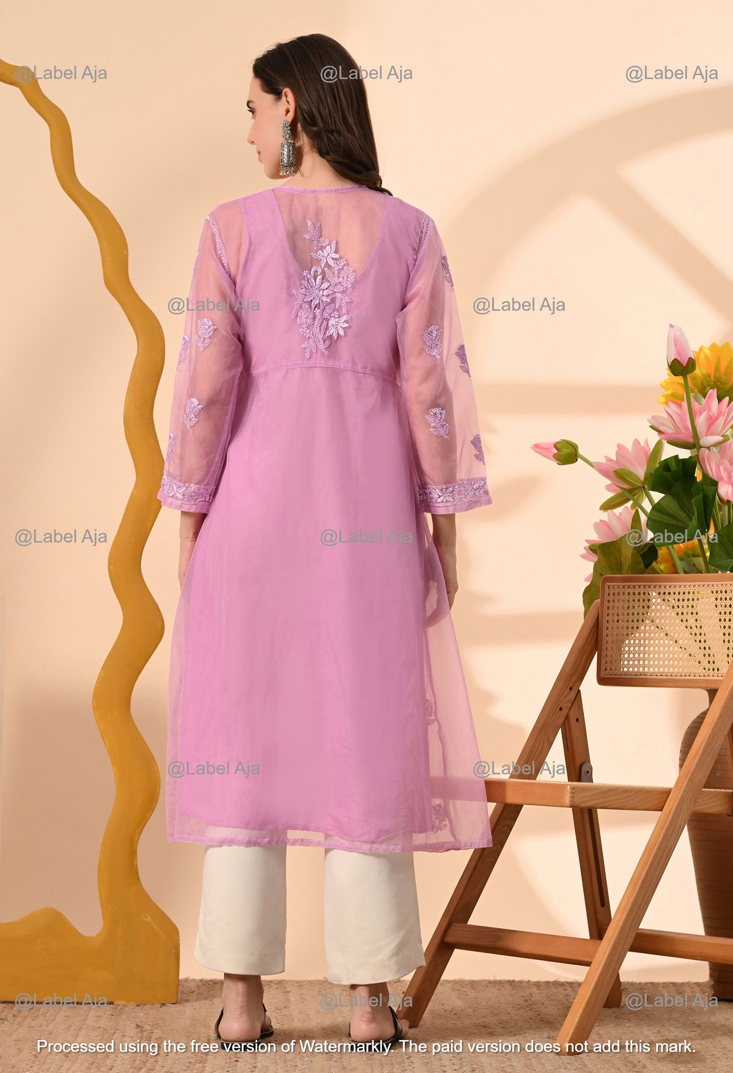 Sara Organza long Angarkha with matching A-Line slip